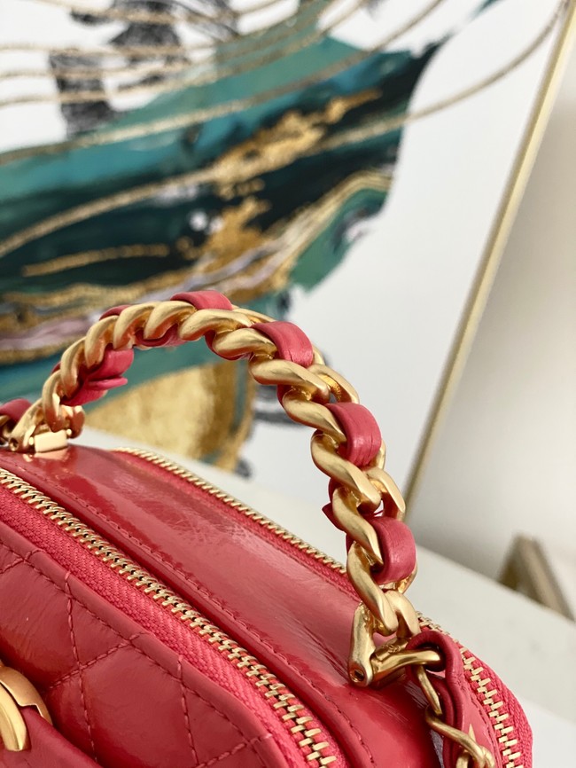 Chanel mini Shoulder Bag Lambskin & Gold-Tone Metal AS2178 red