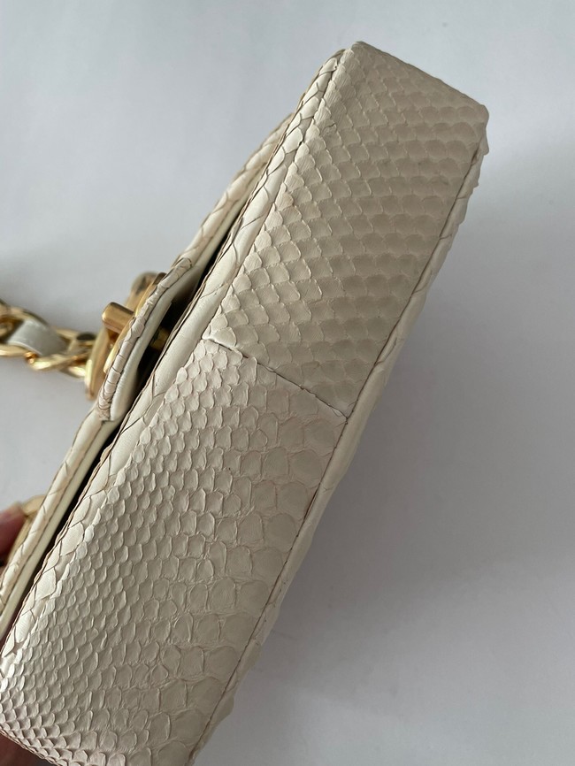 Chanel SMALL FLAP BAG Snakeskin & Gold-Tone Metal AS3214 Beige