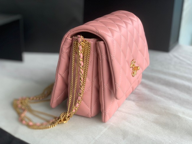 Chanel MINI FLAP BAG Lambskin & Gold-Tone Metal AS3378 pink