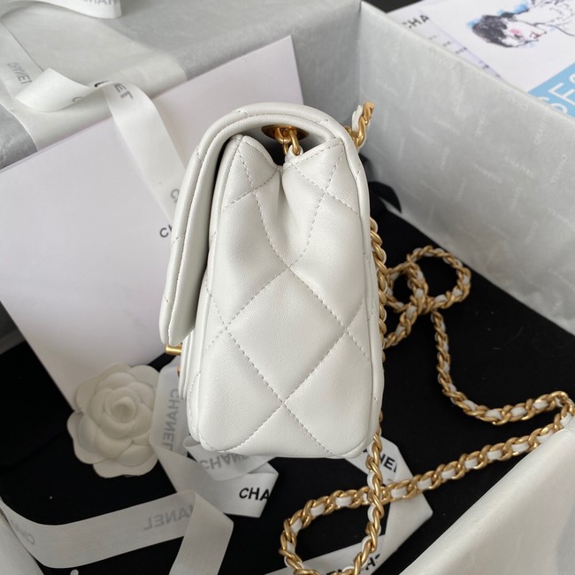 Chanel SMALL FLAP BAG Lambskin & Gold-Tone Metal AS3450 white