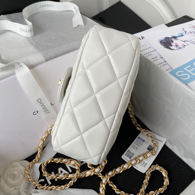 Chanel SMALL FLAP BAG Lambskin & Gold-Tone Metal AS3450 white