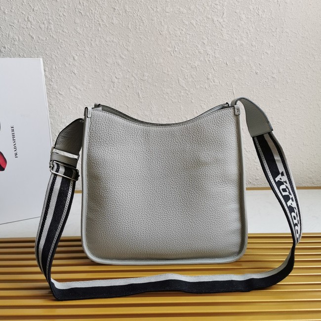 Prada Leather bag with shoulder strap 1BC073 gray