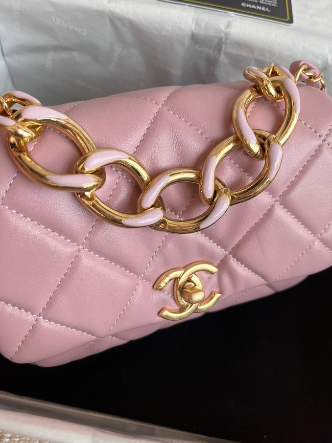 Chanel FLAP BAG Lambskin & Gold-Tone Metal AS3375 pink