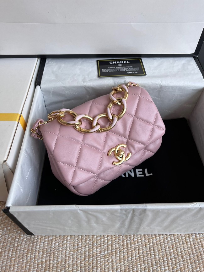 Chanel FLAP BAG Lambskin & Gold-Tone Metal AS3375 pink