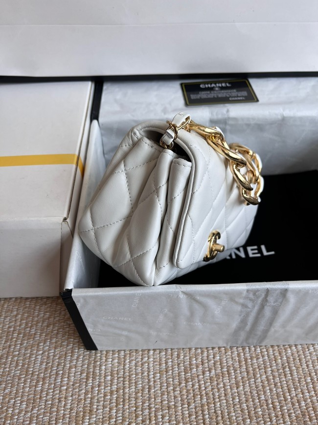 Chanel FLAP BAG Lambskin & Gold-Tone Metal AS3375 white