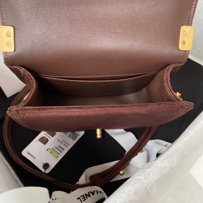 SMALL BOY CHANEL MESSENGER BAG AS3350 Coffee