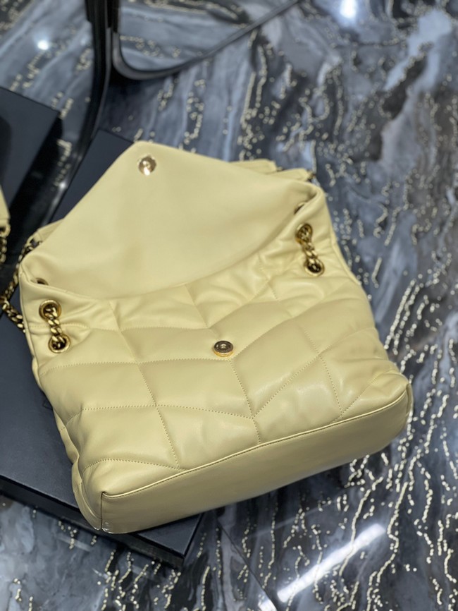 Yves Saint Laurent LOULOU PUFFER MEDIUM BAG IN QUILTED CRINKLED MATTE LEATHER Y577475 yellow