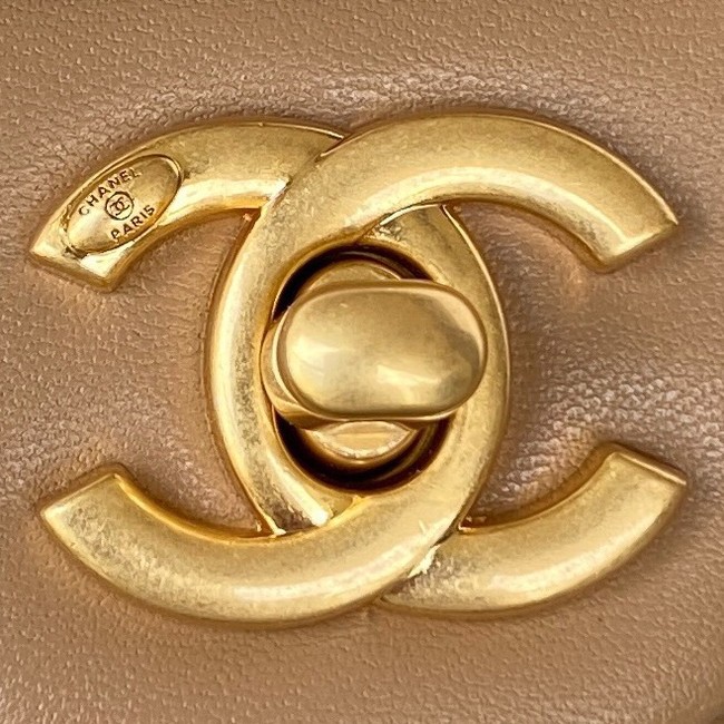 Chanel MINI FLAP BAG Lambskin & Gold-Tone Metal AS3457 apricot