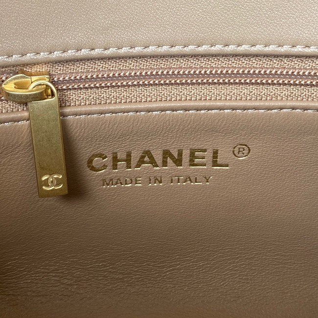 Chanel MINI FLAP BAG Lambskin & Gold-Tone Metal AS3457 apricot