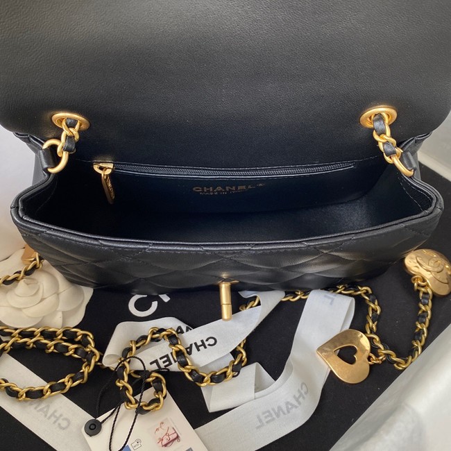 Chanel MINI FLAP BAG Lambskin & Gold-Tone Metal AS3457 black