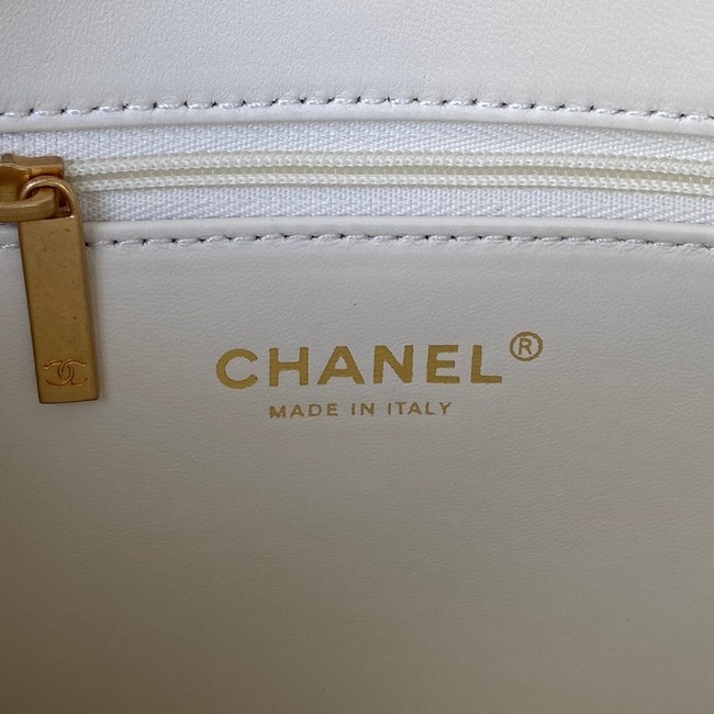 Chanel small FLAP BAG Lambskin & Gold-Tone Metal AS3387 white