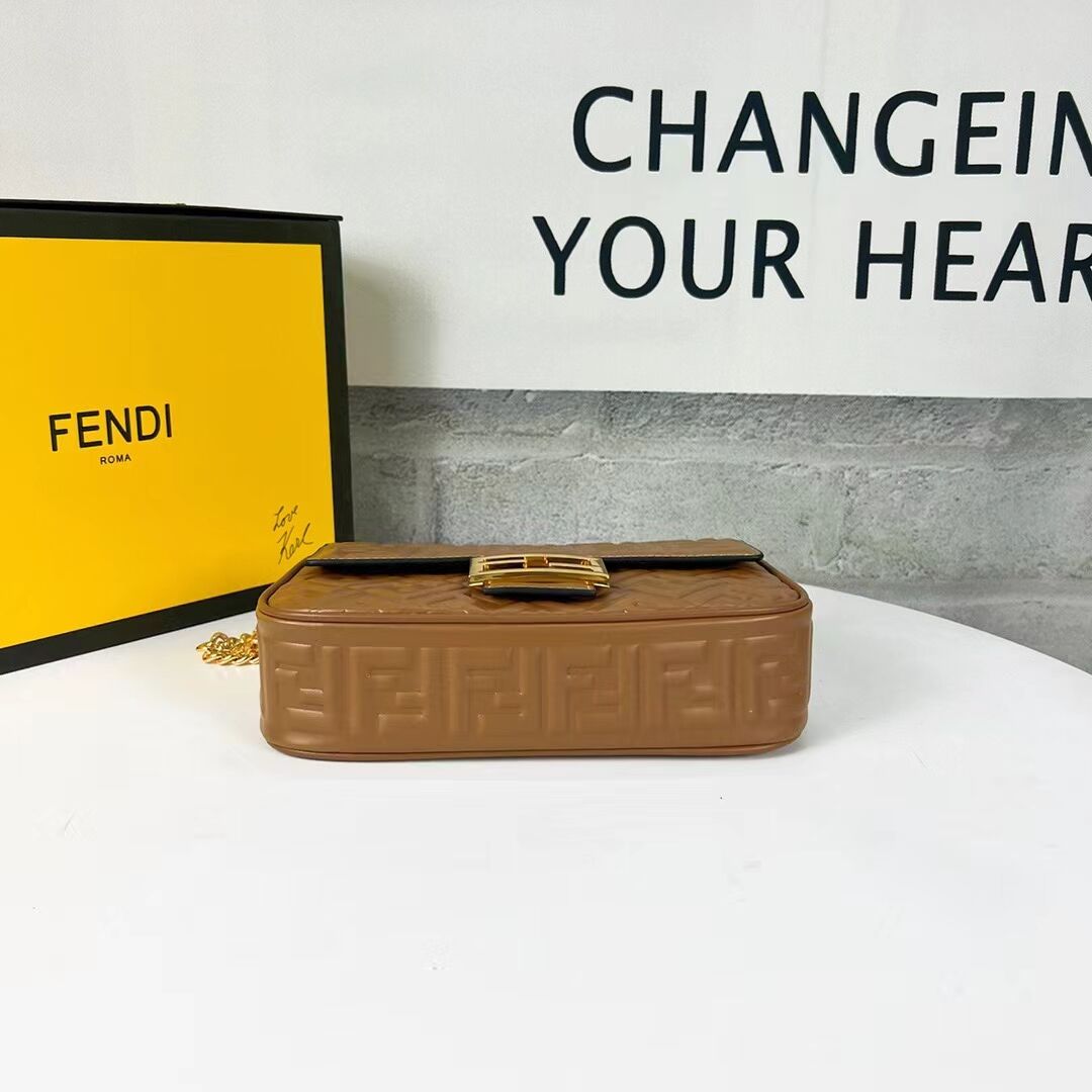 Fendi Baguette nappa leather bag F0881 brown