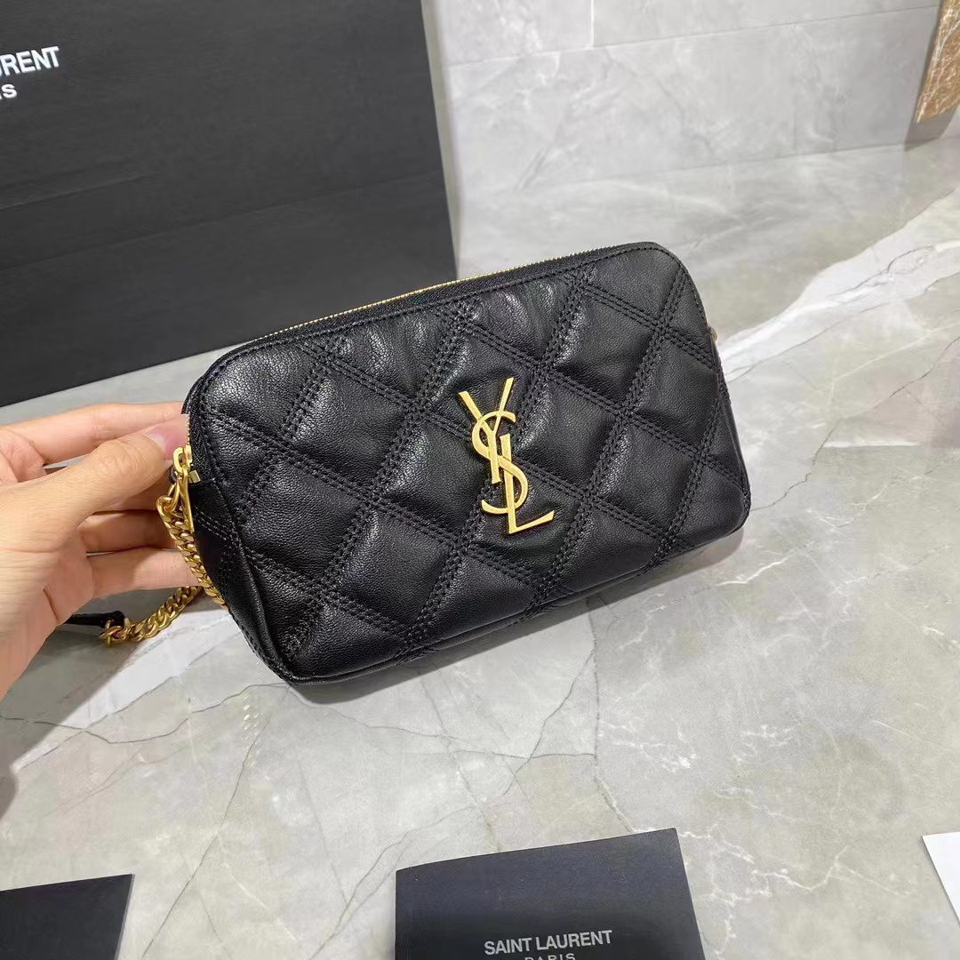 SAINT LAURENT MONOGRAM CHAIN WALLET IN LEATHER 655941 black