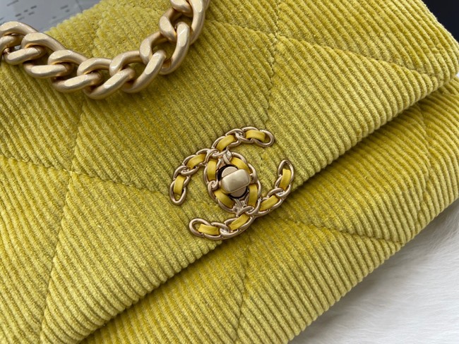 CHANEL 19 HANDBAG Corduroy AS1160 Green