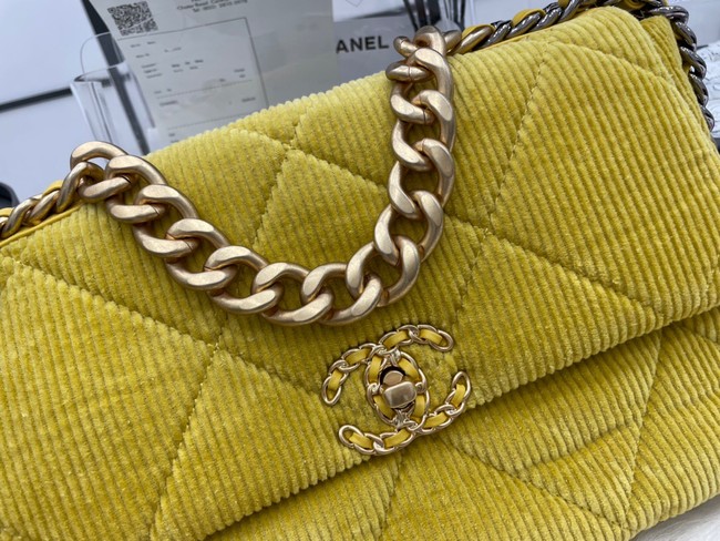 CHANEL 19 HANDBAG Corduroy AS1160 Green