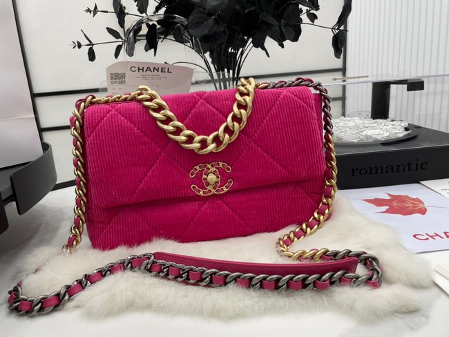 CHANEL 19 HANDBAG Corduroy AS1160&AS1161 Fuchsia