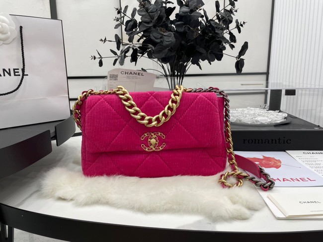 CHANEL 19 HANDBAG Corduroy AS1160&AS1161 Fuchsia