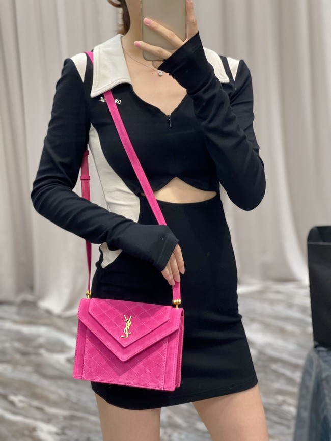 SAINT LAURENT GABY MINI SATCHEL IN SUEDE 685574 MAGENTA PINK