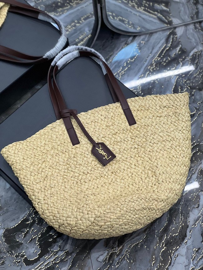 SAINT LAURENT PANIER MEDIUM BAG IN RAFFIA 693242 IVORY