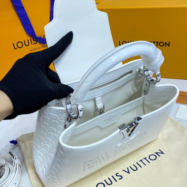 Louis Vuitton crocodile skin CAPUCINES BB M81190 white