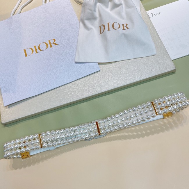 DIOR CARO PEARLS BELT 30 MM B0292UWFR white