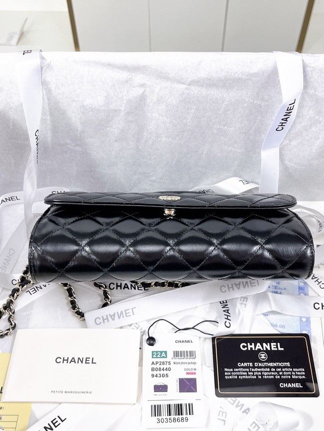 Chanel FLAP PHONE HOLDER WITH CHAIN AS2875 BLACK