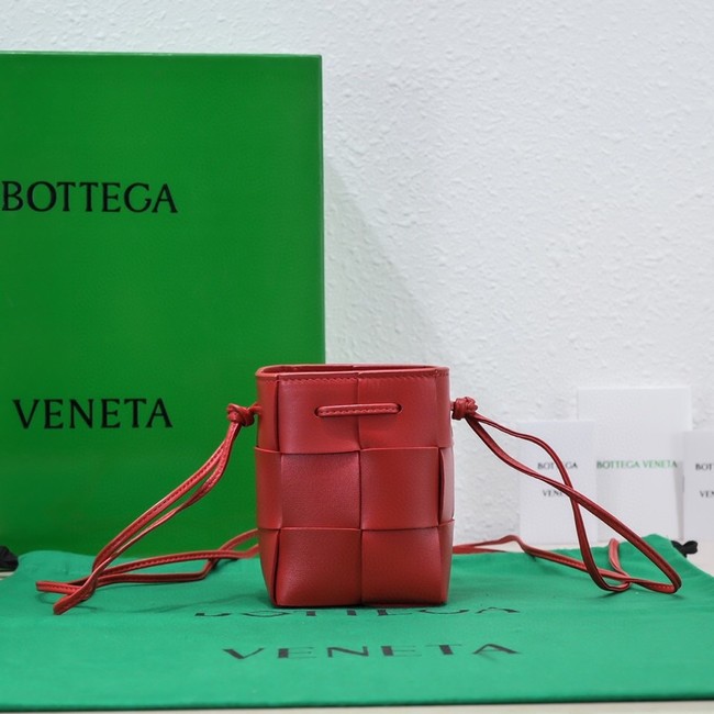 Bottega Veneta Mini intreccio leather crossbody bucket bag 680217 red