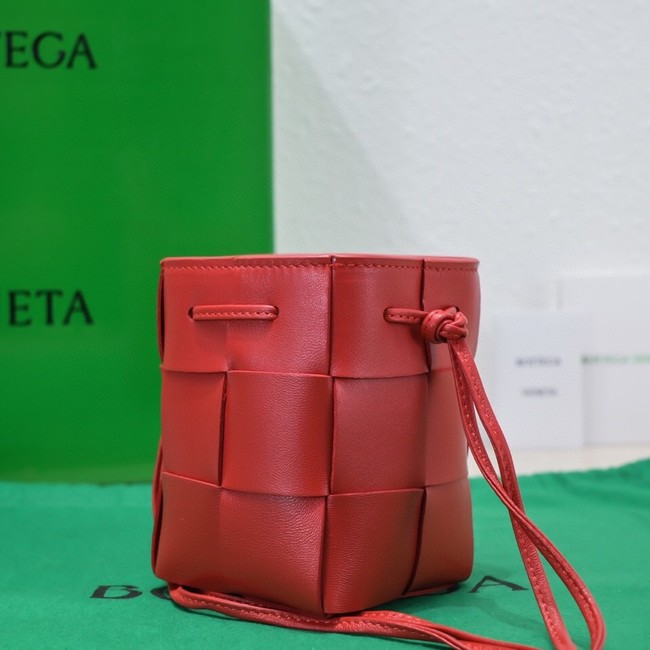 Bottega Veneta Mini intreccio leather crossbody bucket bag 680217 red