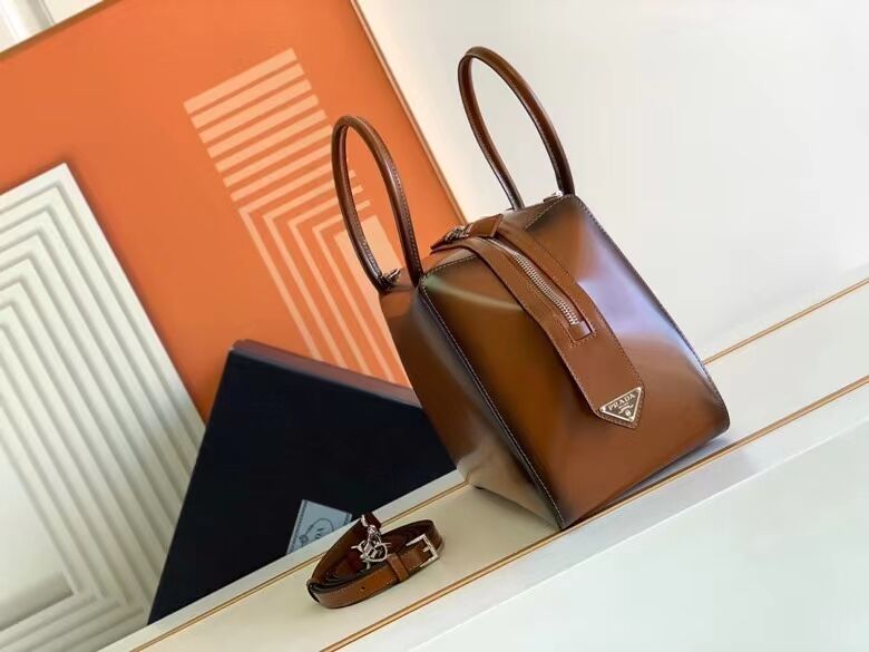 Prada leather tote bag 1BD663A caramel