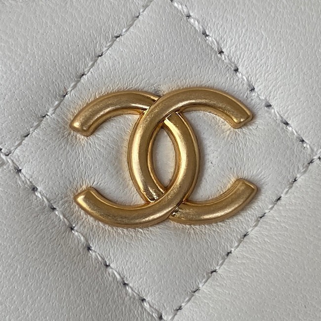 CHANEL SMALL VANITY WITH CHAIN Lambskin & Gold-Tone Metal AP2931 White