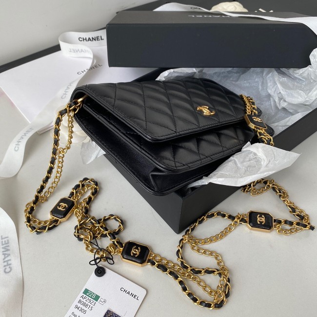 CHANEL WALLET ON CHAIN Lambskin & Gold-Tone Metal AP2923 black