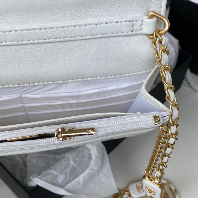 CHANEL WALLET ON CHAIN Lambskin & Gold-Tone Metal AP2923 white