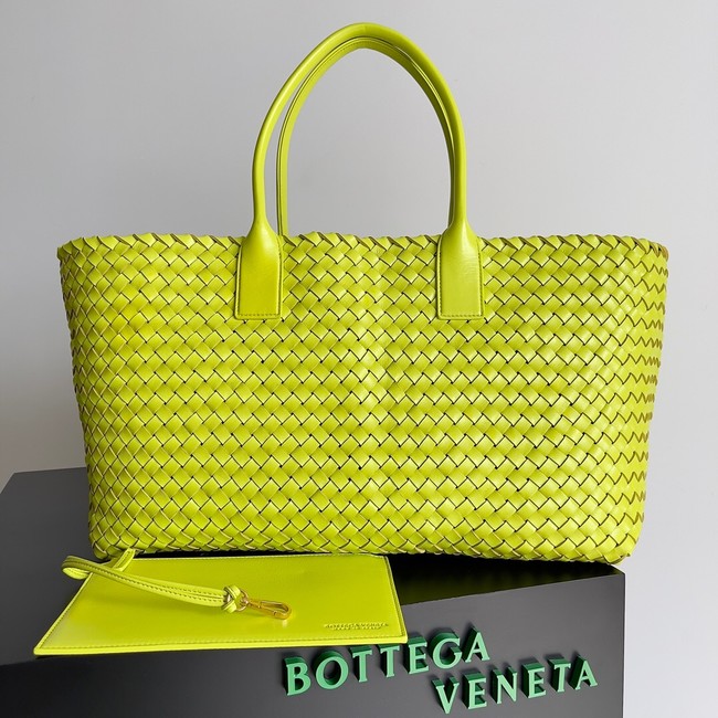 Bottega Veneta Large intreccio leather tote bag 608811 Acid kiwi