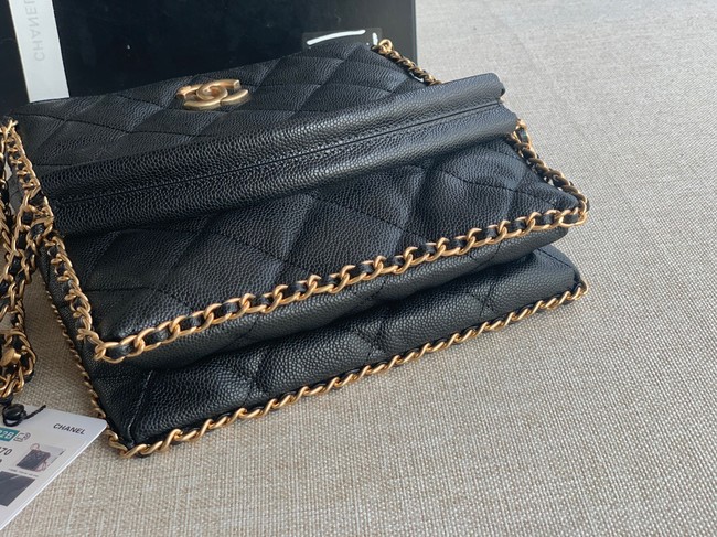 Chanel SMALL SHOPPING BAG Grained Calfskin & Gold-Tone Metal AS3470 black