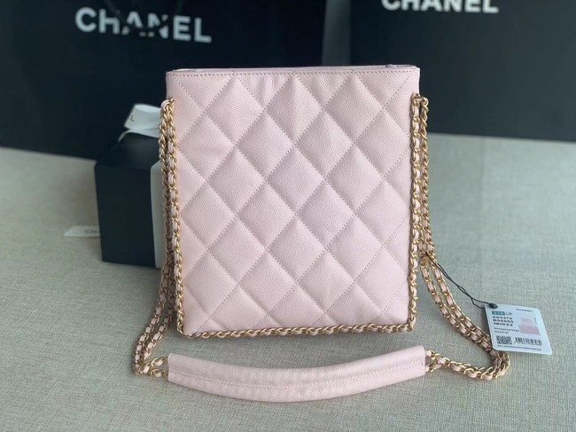 Chanel SMALL SHOPPING BAG Grained Calfskin & Gold-Tone Metal AS3470 pink