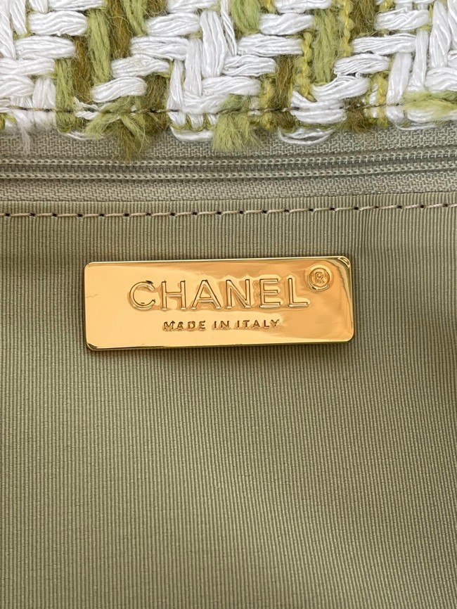 CHANEL 19 LARGE HANDBAG AS1161 Green & Ecru