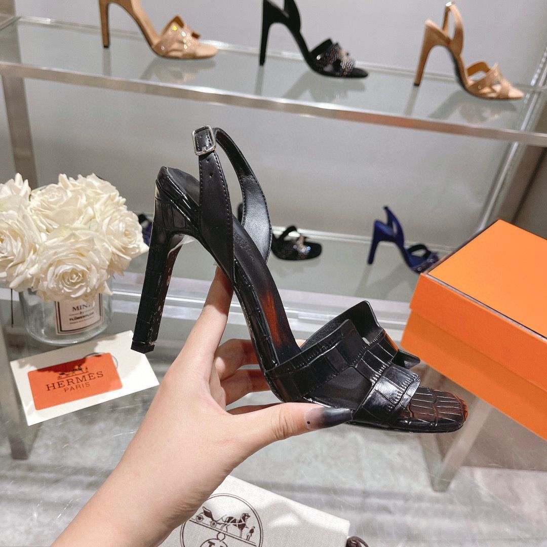 Hermes 105MM Heels Shoes HM56320 Black