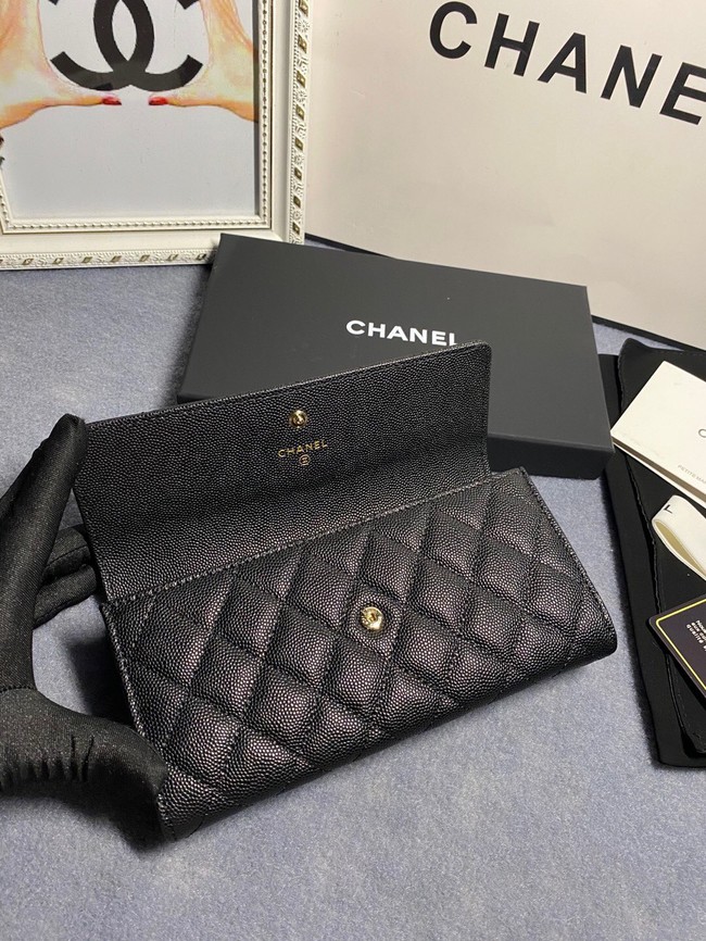 Chanel Calfskin Leather & Gold-Tone Metal AP2740  black