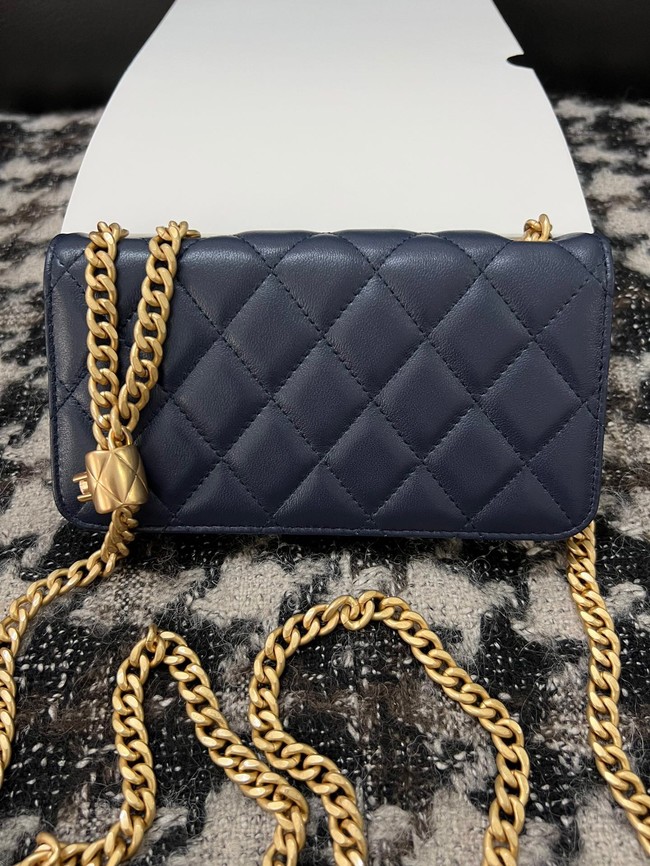 Chanel WALLET ON CHAIN Lambskin & Gold-Tone Metal 68107 dark blue