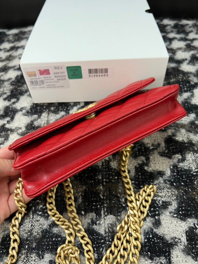 Chanel WALLET ON CHAIN Lambskin & Gold-Tone Metal 68107 red