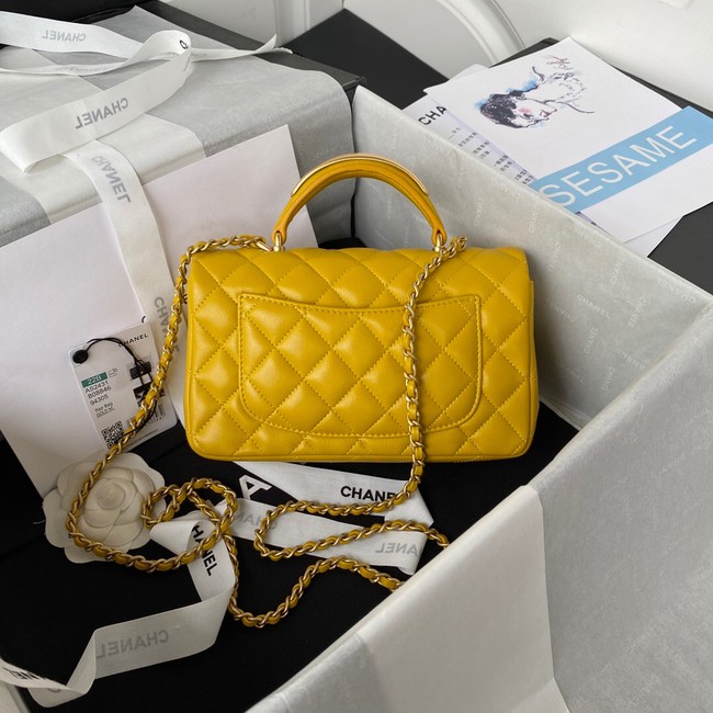 Chanel MINI FLAP BAG WITH TOP HANDLE AS2431 yellow