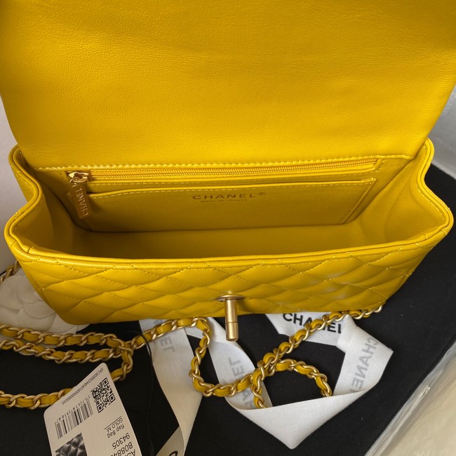 Chanel MINI FLAP BAG WITH TOP HANDLE AS2431 yellow