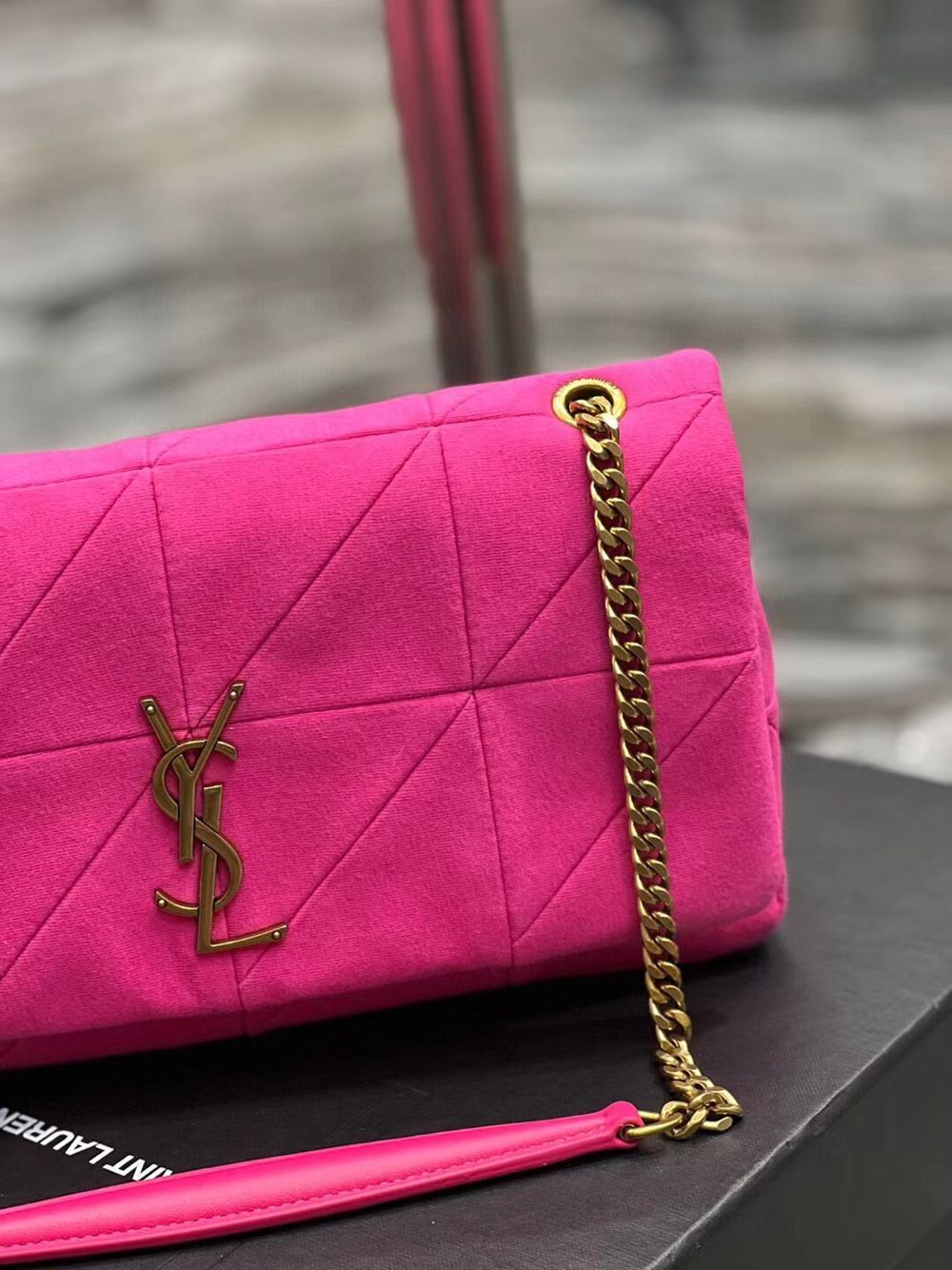 SAINT LAURENT JAMIE MEDIUM CHAIN BAG CARRE RIVE GAUCHE IN LAMBSKIN AND SUEDE 515821 ROSE