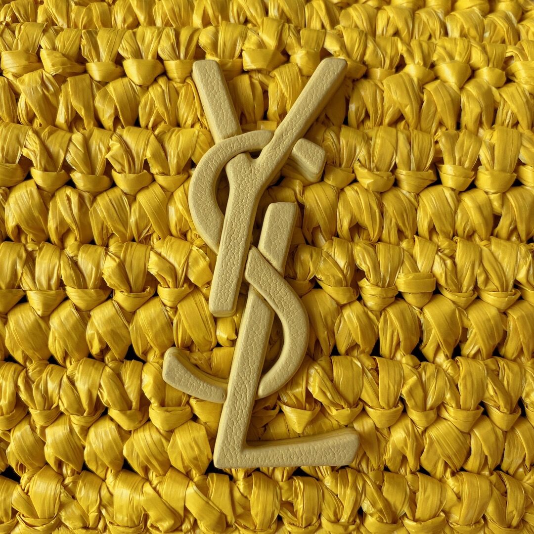 SAINT LAURENT NIKI SMALL CHAIN BAG IN RAFFIA 498892 YELLOW