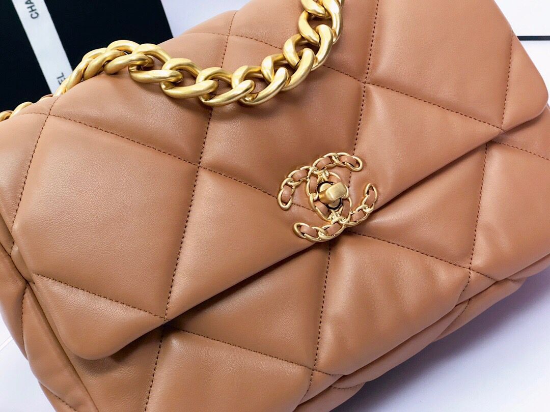 CHANEL 19 HANDBAG AS1160 AS1161 Caramel