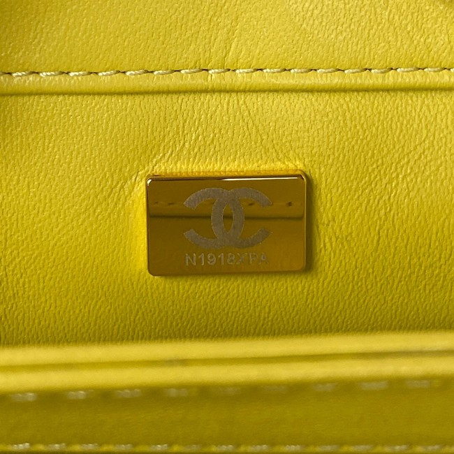 CHANEL SMALL FLAP BAG & Gold-Tone Metal AS3499 yellow