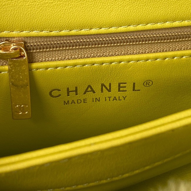 CHANEL SMALL FLAP BAG & Gold-Tone Metal AS3498 yellow