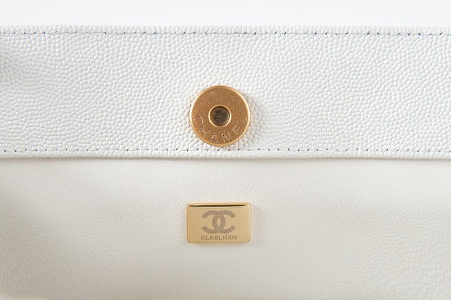 CHANEL Grained Calfskin & Gold-Tone Metal SHOPPING BAG AS3583 white