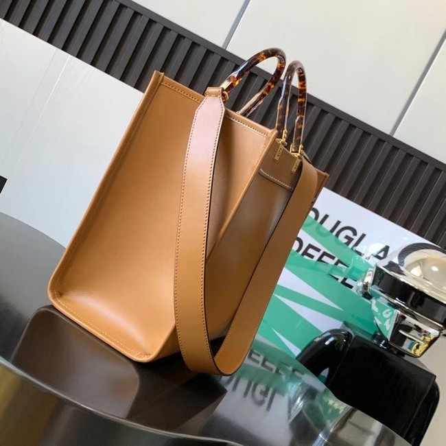 FENDI SUNSHINE MEDIUM leather and elaphe shopper 8BH386A brown