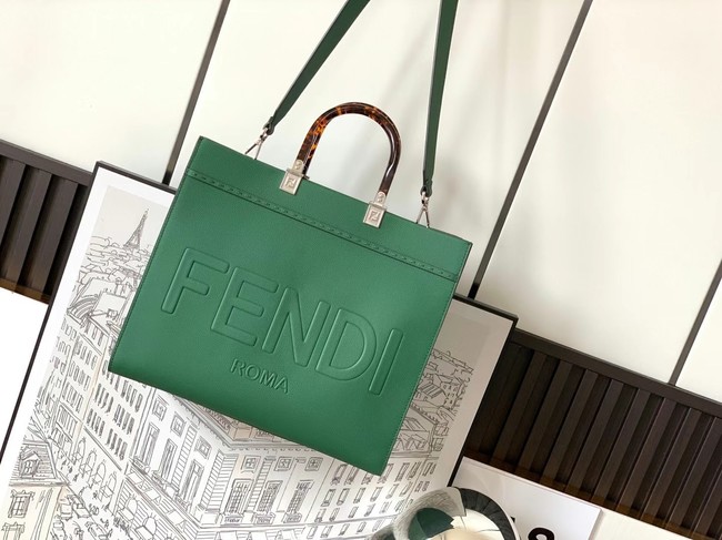 Fendi Sunshine Medium leather shopper 8BH386A green